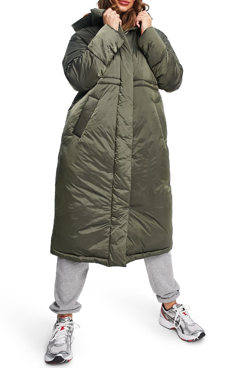 ASOS DESIGN Hooded Longline Parka, Main, color, 