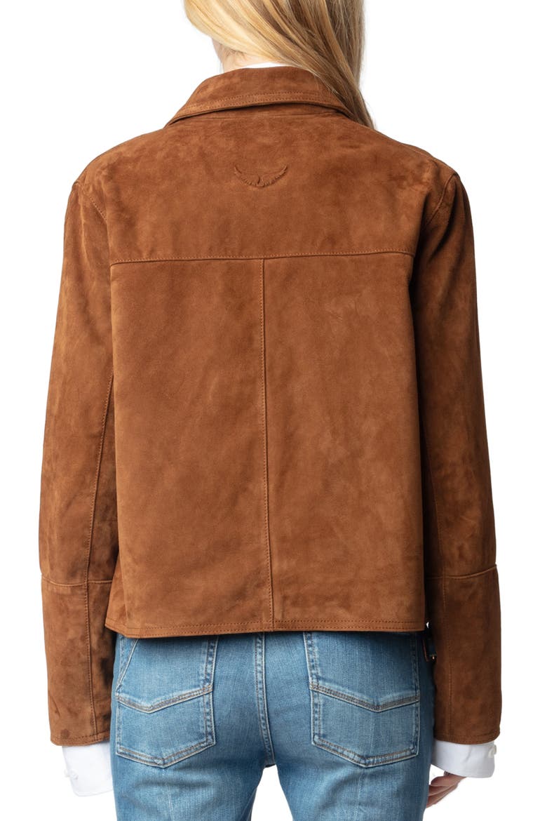 Lessa Suede Jacket, Alternate, color, COGNAC