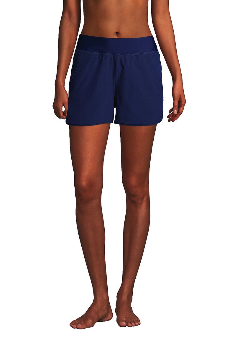 3" Quick Dry Elastic Waist Board Shorts Swim Cover-up Shorts with Panty, Alternate, color, Deep Sea Navy