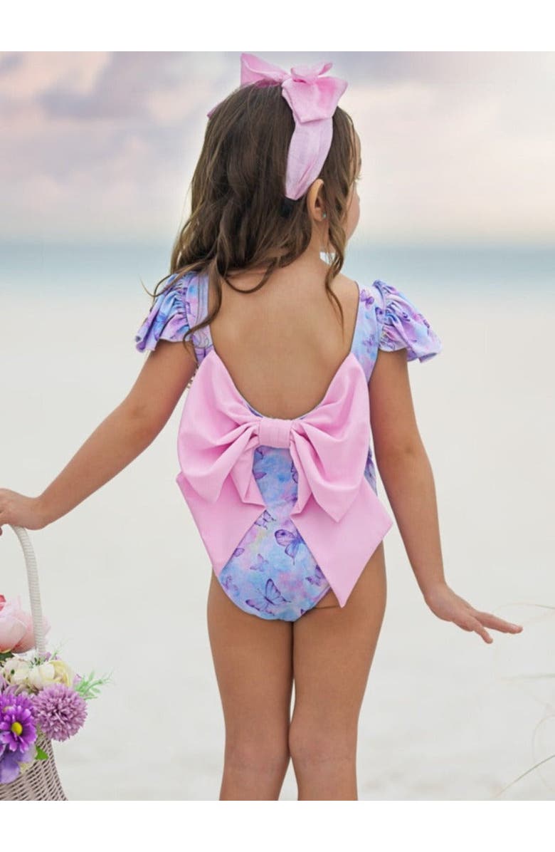 Mia Belle Girls Girls Butterfly Dreams Flutter Sleeve One Piece Swimsuit, Alternate, color, 