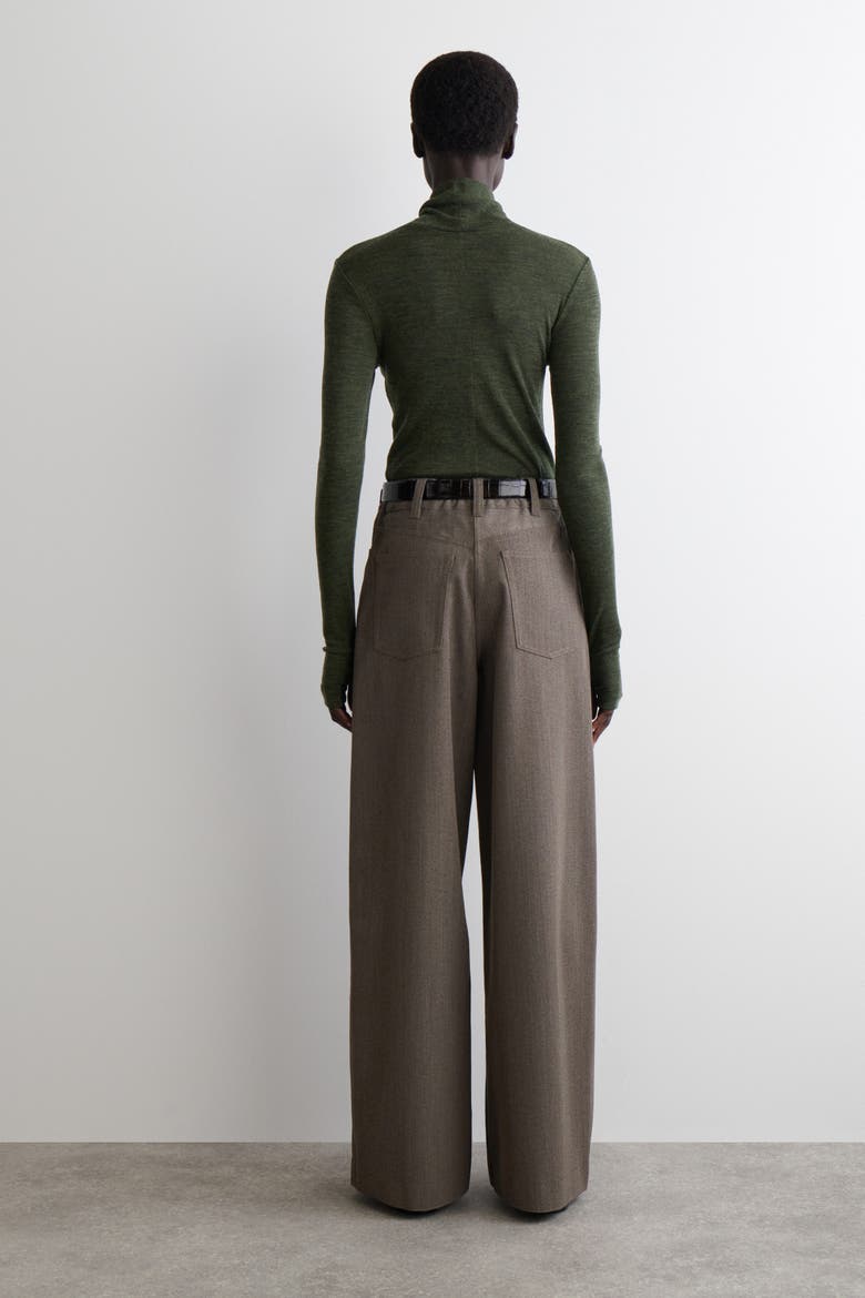 Regular Wool-Blend Wide-Leg Pants, Alternate, color, BROWN MÉLANGE