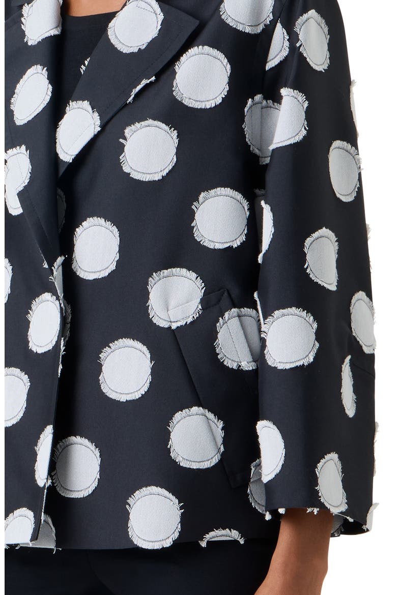 Fringed Fil Coupé Polka Dot Jacquard Jacket, Alternate, color, BLACK-CREAM
