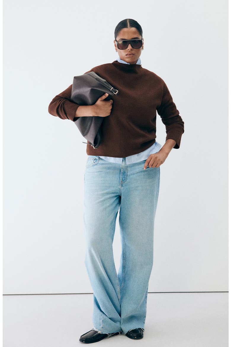 Mock Neck Sweater, Alternate, color, CHOCOLATE