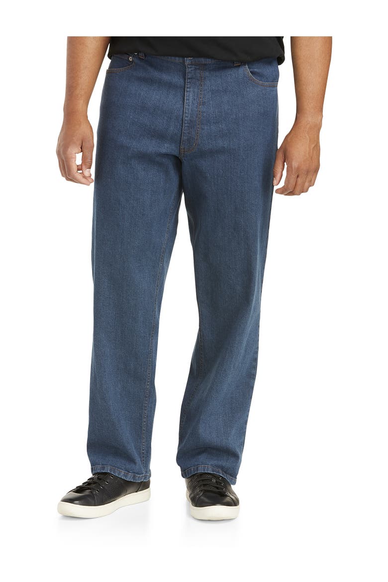Big & Tall Relaxed Fit Stretch Jeans, Main, color, BASIC BLUE WASH