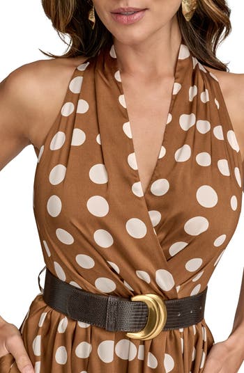【Donna Karan New York】Polka-Dot Belted A-Line Dress Donna Karan New York Women's Polka-Dot A-Line Dress - Macy's