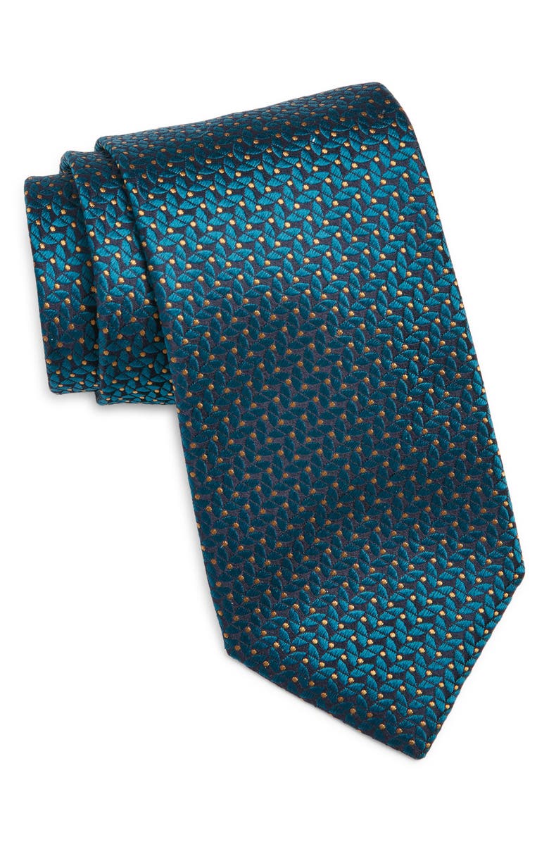 Canali Geometric Silk Tie, Main, color, Teal