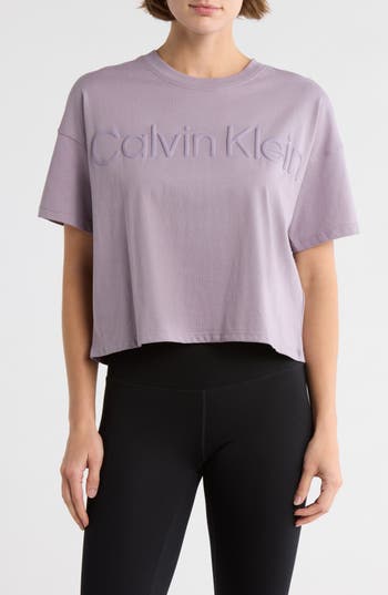 Calvin Klein Performance Puff Print Logo T-shirt In Purple