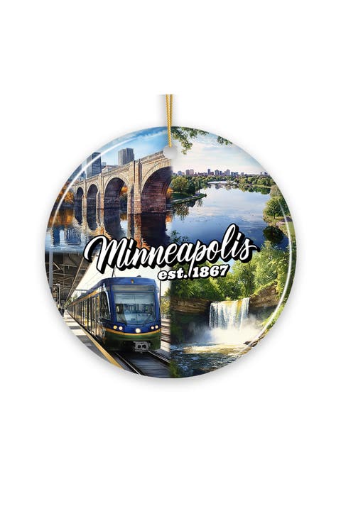 Minneapolis 1867 Landmark Collage Ornament - Version 1