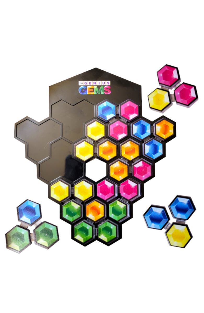 Mukikim Genius Gems. The 10794 Solution STEM Puzzle Game! Roll The Dice & Race Your Opponent to Fill The Grid by Using Different Shapes! Promotes Problem Solving Training, Alternate, color, Genius Gems