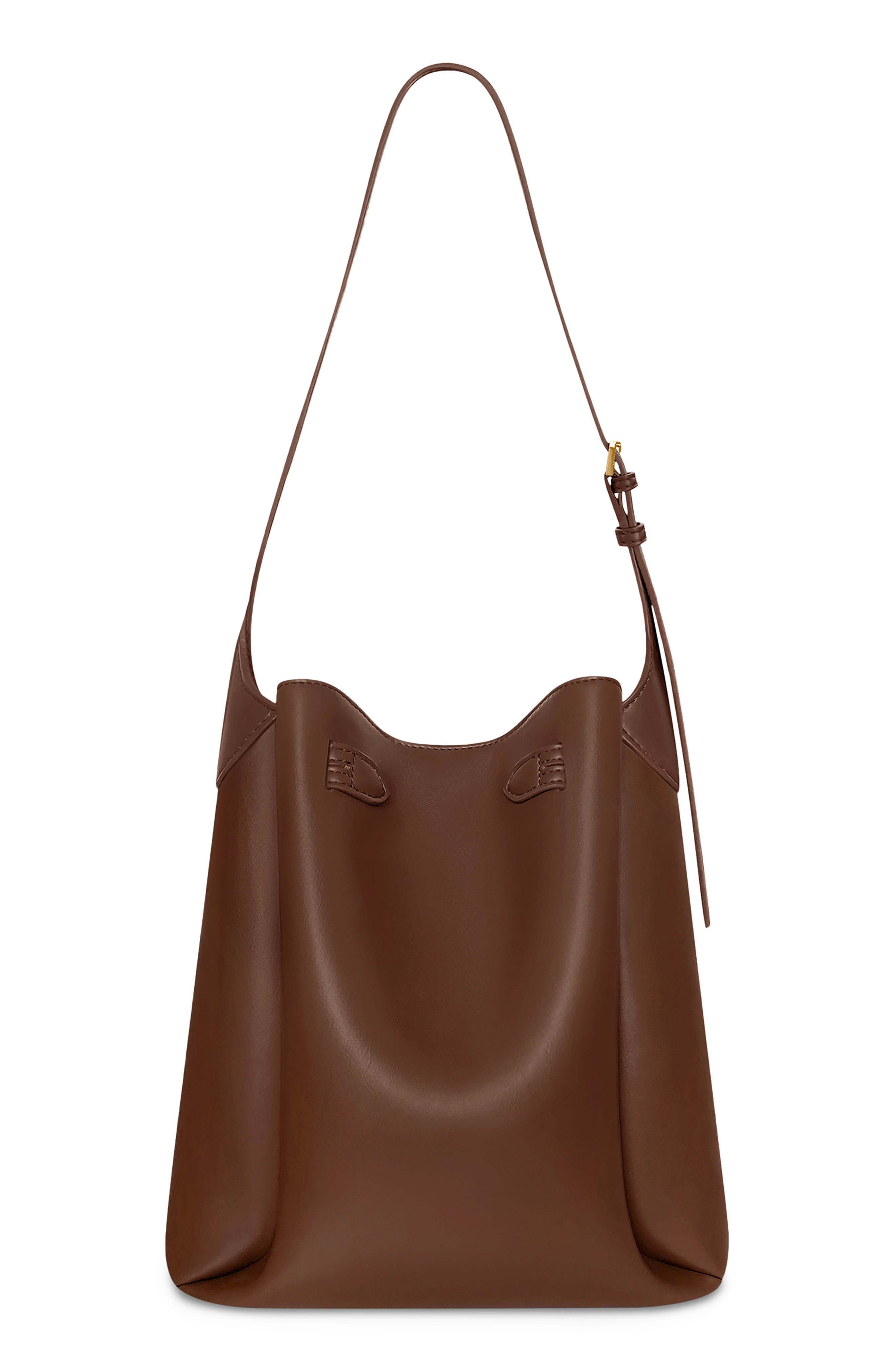 Charlene Double Buckle Shoulder Bag, Alternate, color, BROWN