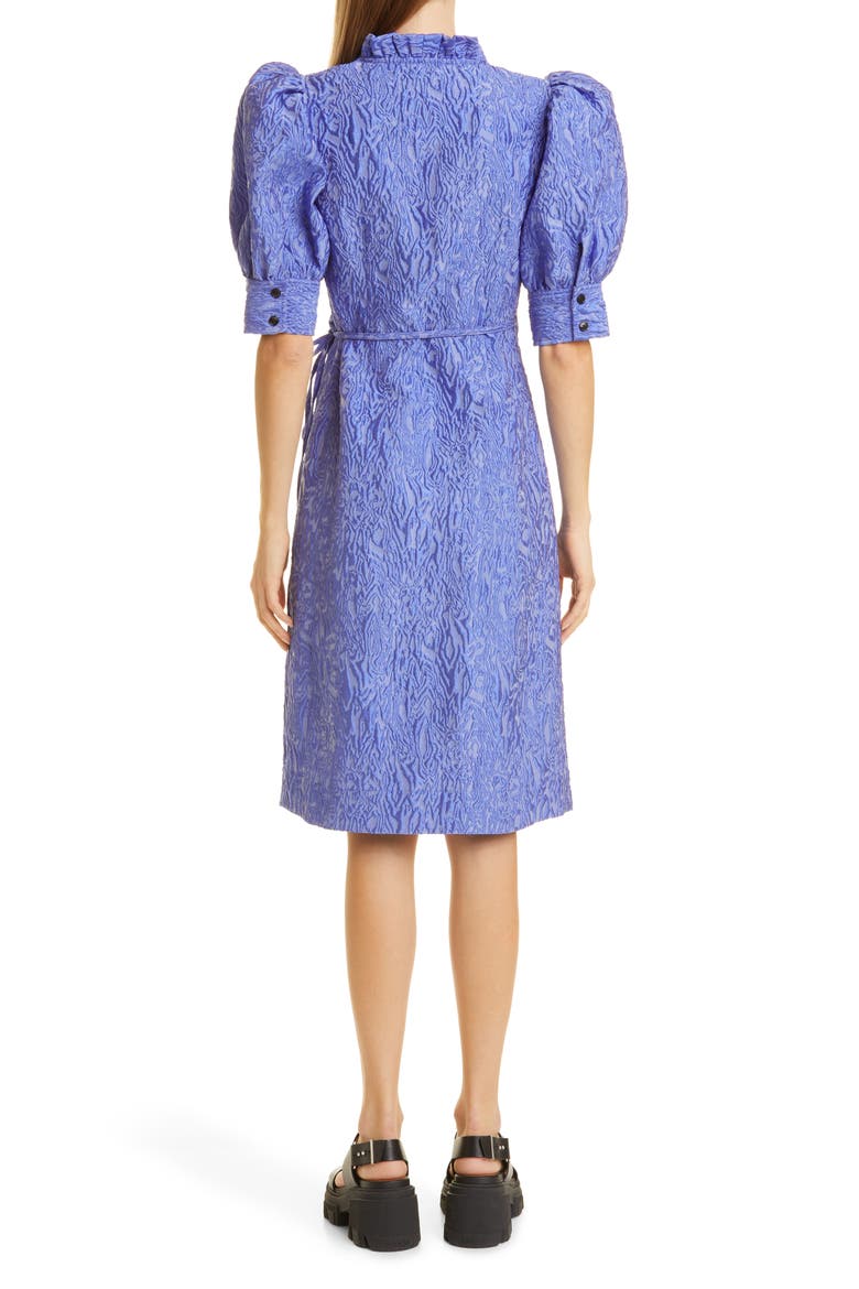 Ruffle 3D Jacquard Wrap Dress, Alternate, color, BLUE IRIS