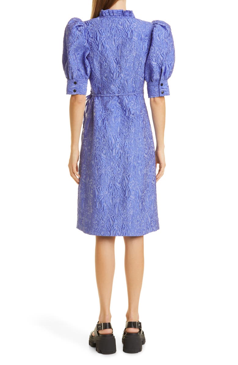Ganni Ruffle 3D Jacquard Wrap Dress, Alternate, color, 