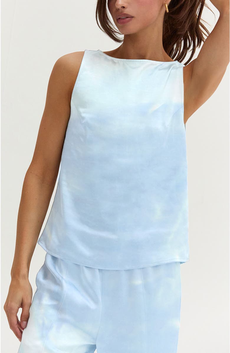 CRESCENT Satin Sleeveless Tank Top, Alternate, color, Light Blue