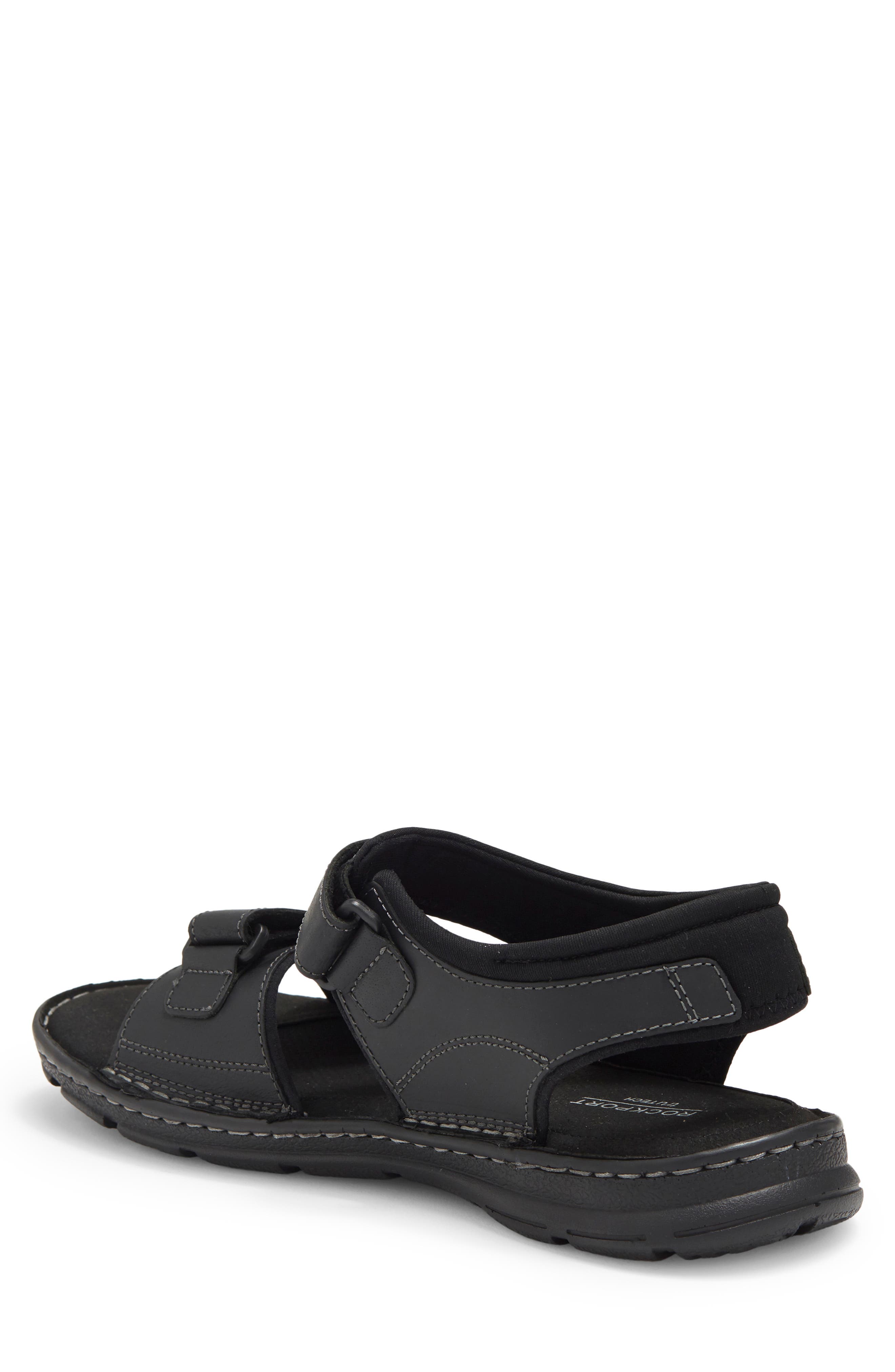 Rockport Darwyn Qtr Strap Sandal, Alternate, color, Black Lea Ii