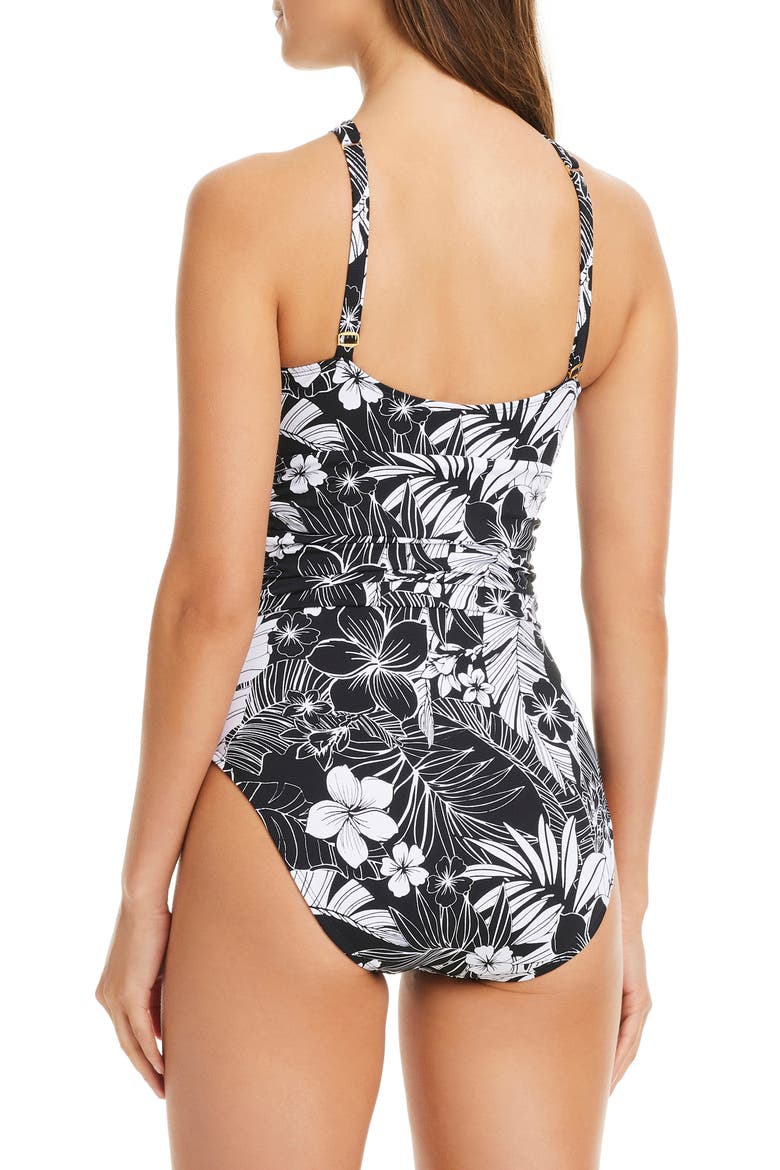 Mio High Neck One-Piece Swimsuit, Alternate, color, BLACK