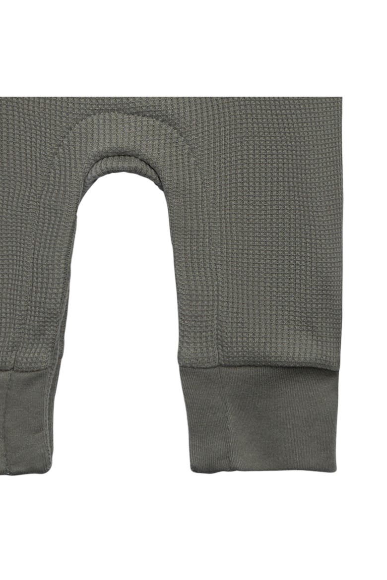 Waffle Knit Romper with Kangaroo Pocket, Alternate, color, Dark Green