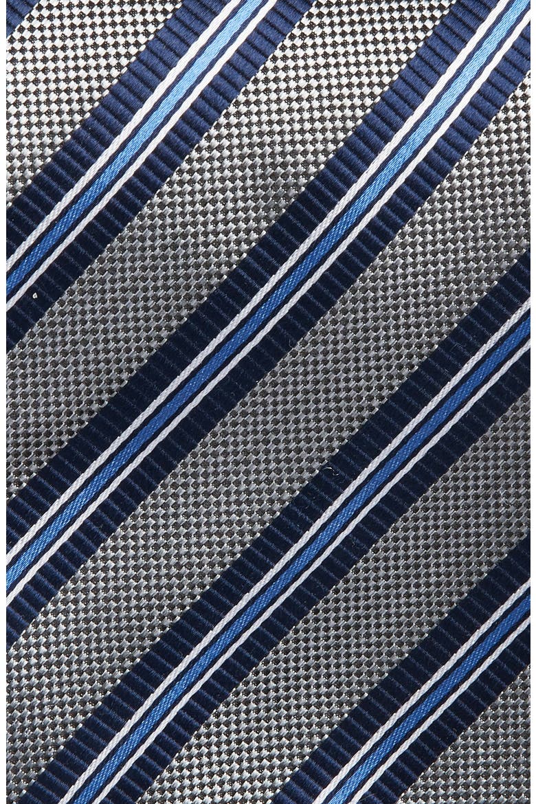 Stripe Silk Tie, Alternate, color, SILVER