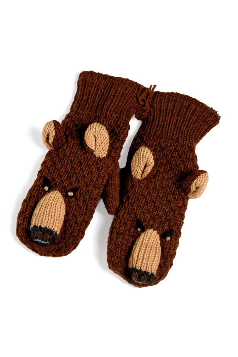 Grizzly Mittens, Alternate, color, Brown