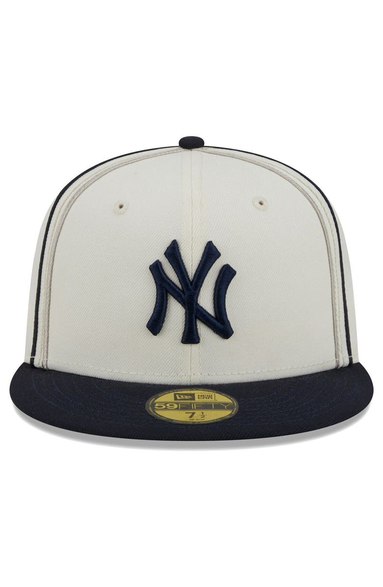 New Era Men's New Era Cream/Navy New York Yankees Chrome Sutash 59FIFTY Fitted Hat, Alternate, color, Cream