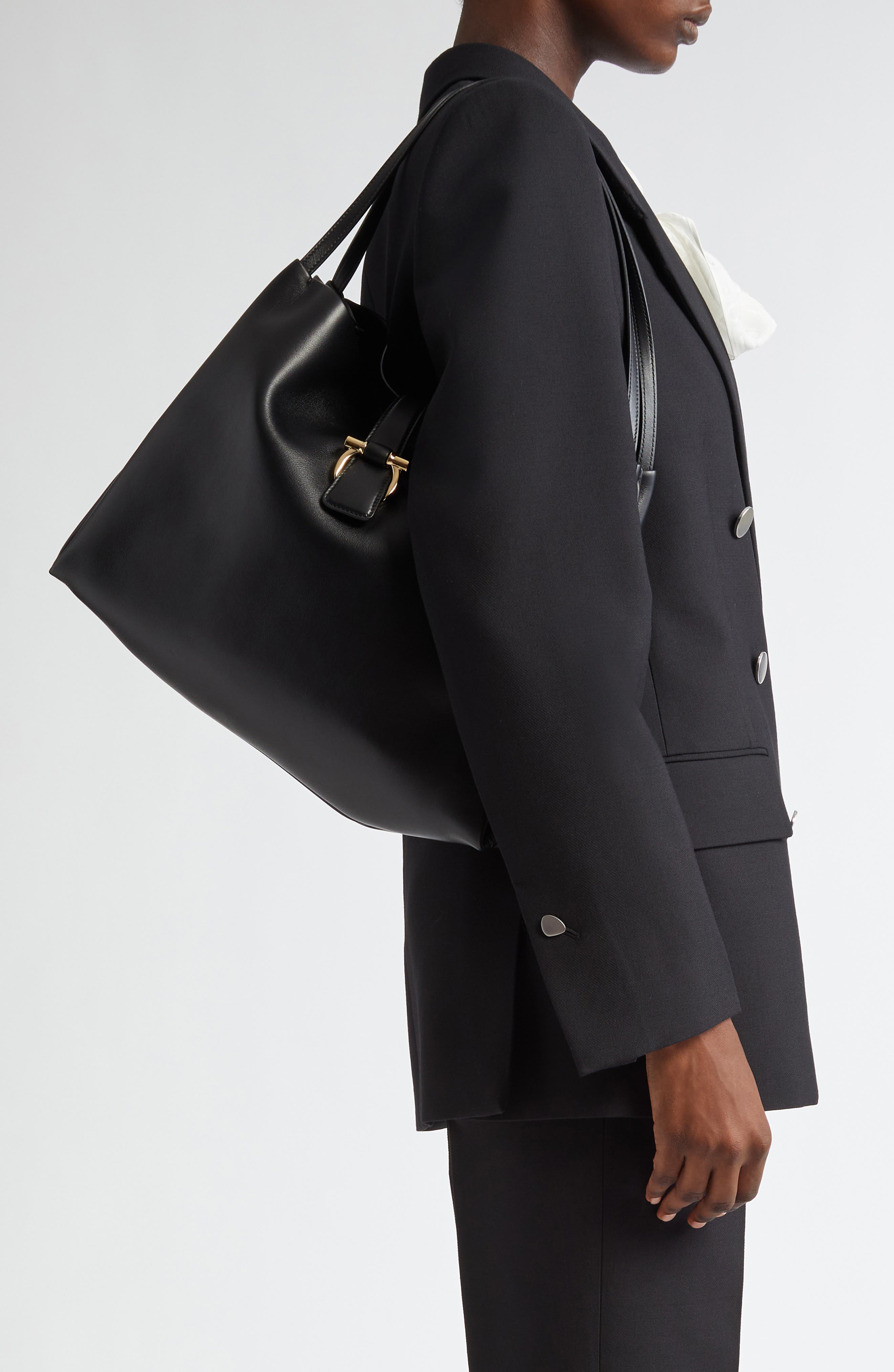 FERRAGAMO Medium Lily Tote, Alternate, color, Nero