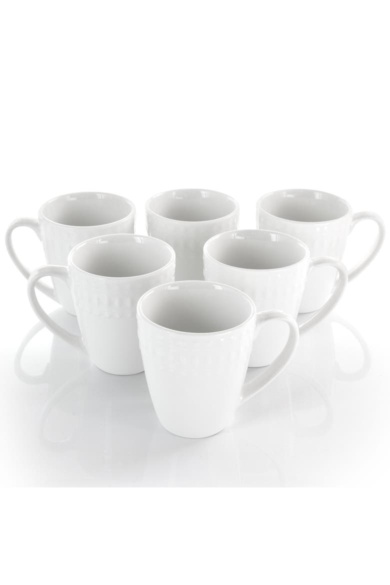 Cara 6 Piece 10 Ounce Porcelain Cup Set, Alternate, color, White