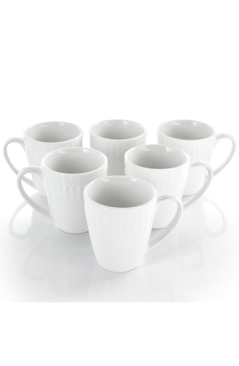 Elama Cara 6 Piece 10 Ounce Porcelain Cup Set, Alternate, color, White