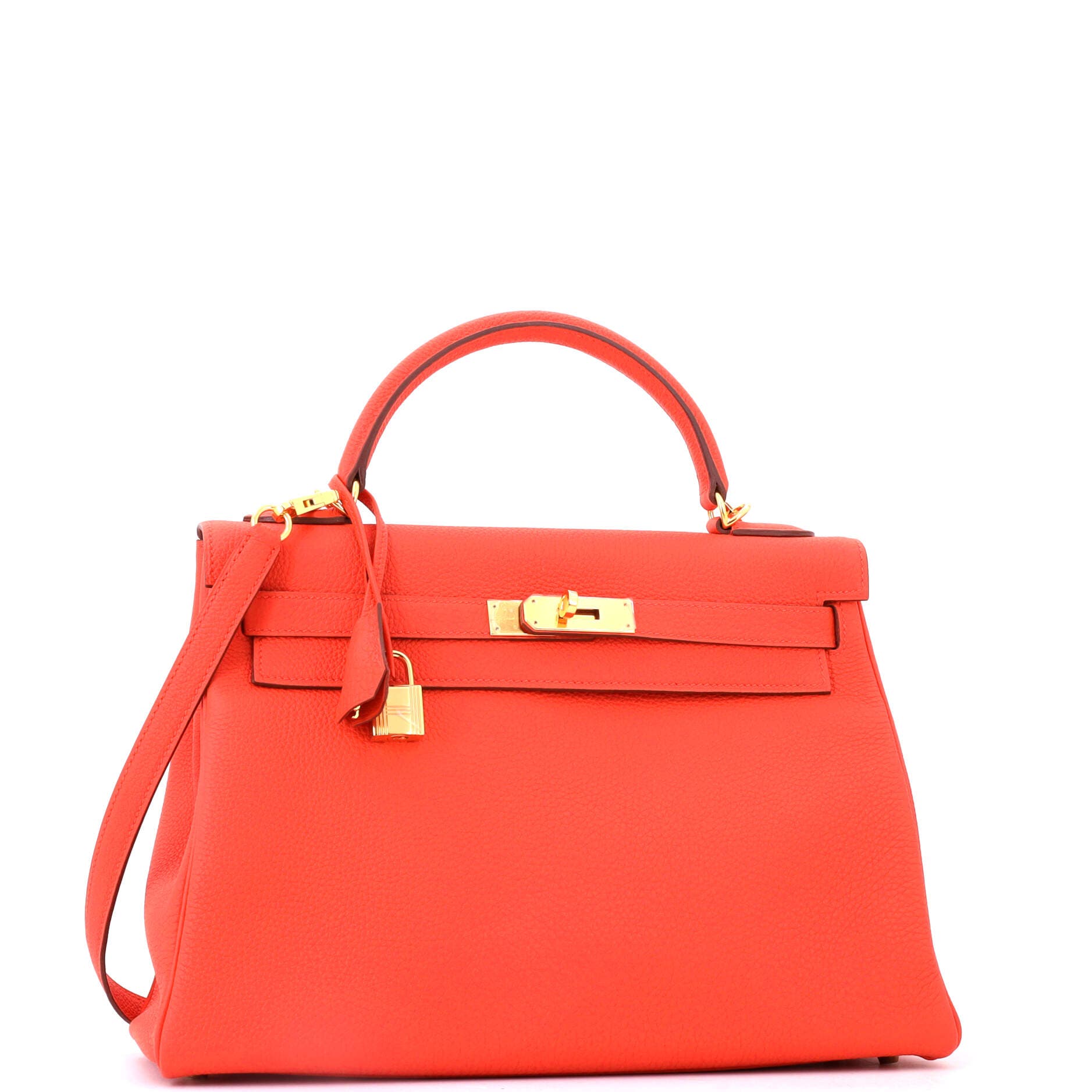 Pre-Owned Hermes Kelly Handbag Orange Togo with Gold Hardware 32, Alternate, color, Capucine