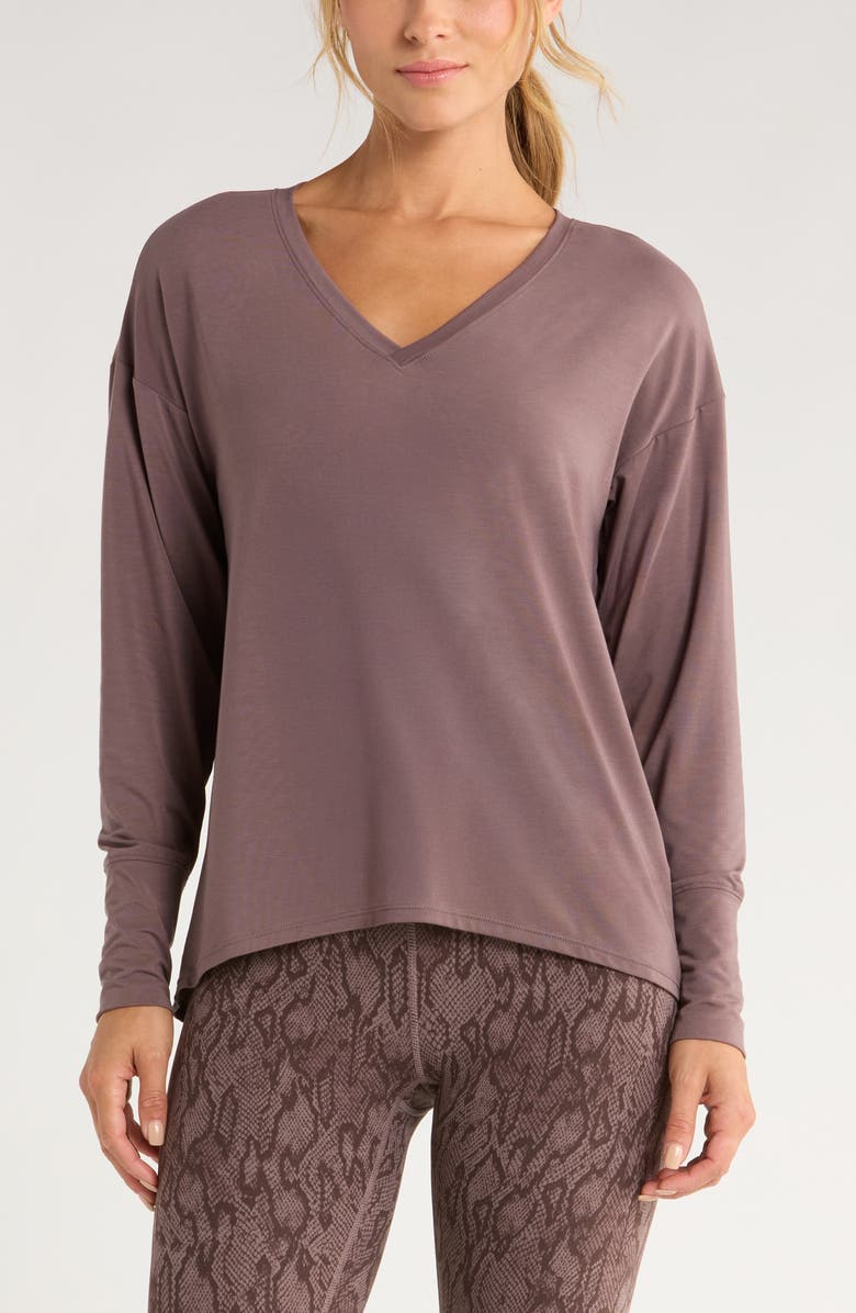 Zella Breathe Long Sleeve T-Shirt, Main, color, Grey Plum