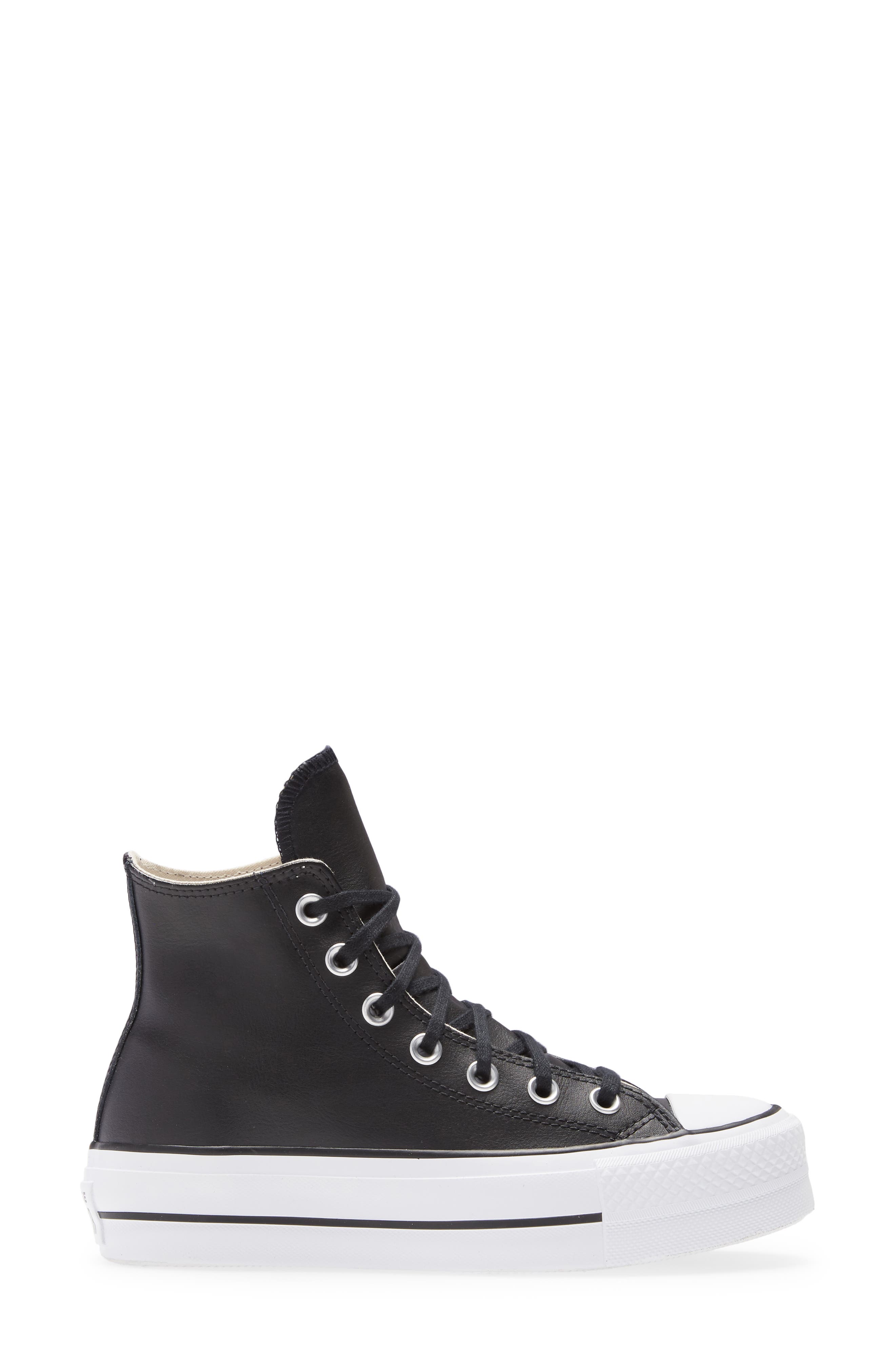 Converse Chuck Taylor<sup>®</sup> All Star<sup>®</sup> Leather High Top Platform Sneaker, Alternate, color, 