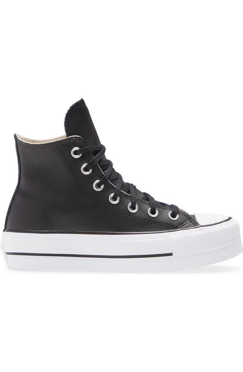 Converse Chuck Taylor<sup>®</sup> All Star<sup>®</sup> Leather High Top Platform Sneaker, Alternate, color,