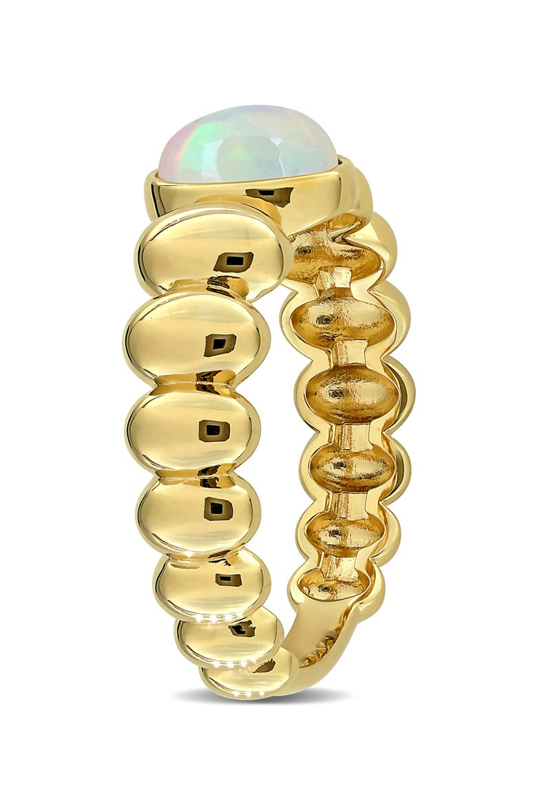 Oval Ethiopian Opal Ribbed Ring, Alternate, color, WHITE GOLD