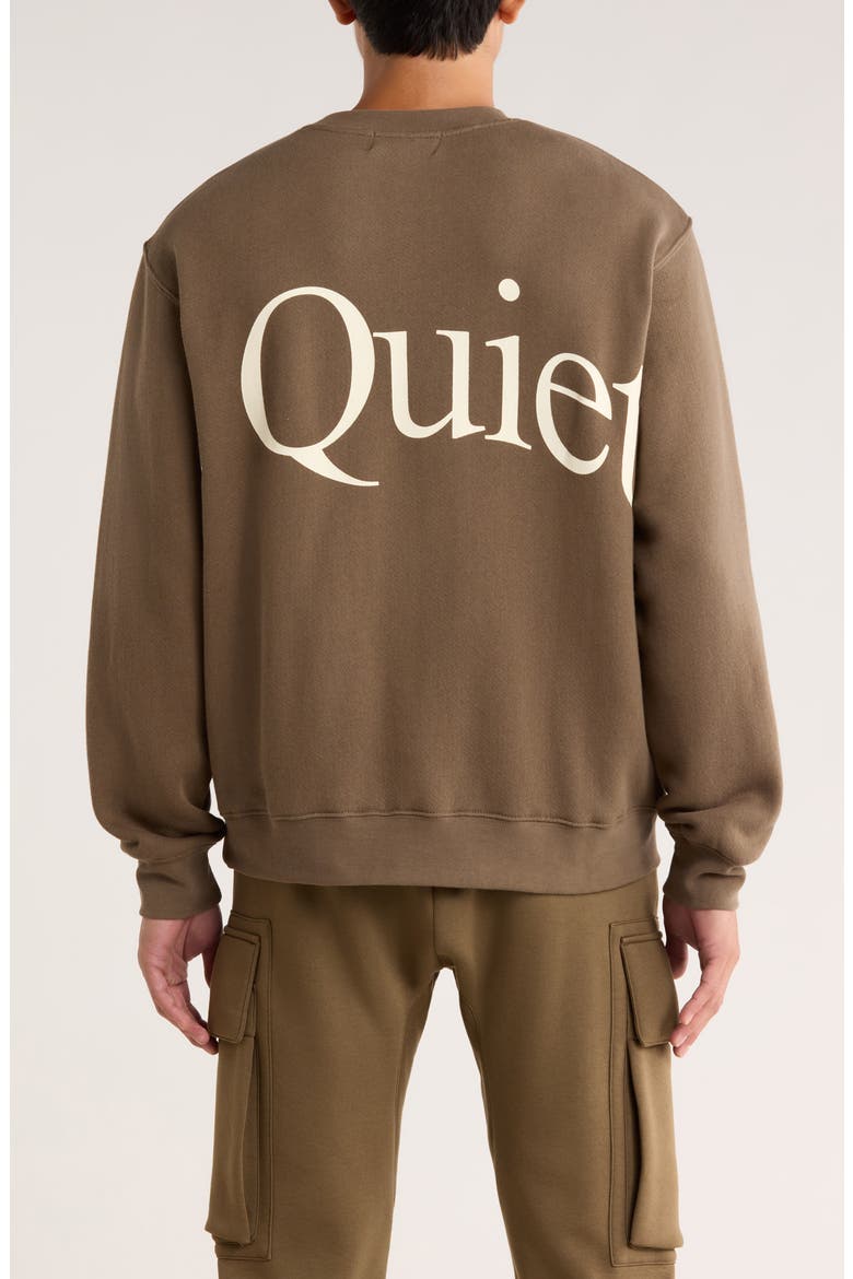 Jumbo Wordmark Cotton Fleece Crewneck Sweatshirt, Alternate, color, BROWN
