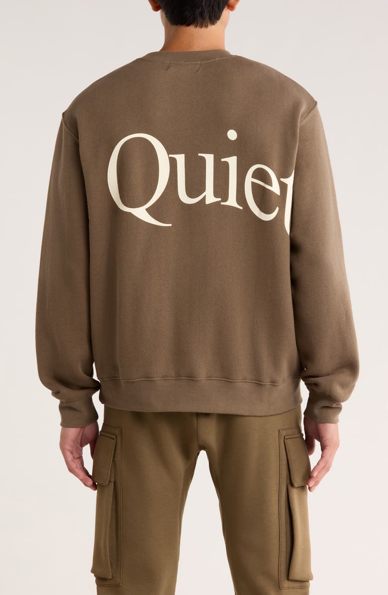Museum of Peace & Quiet Jumbo Wordmark Cotton Fleece Crewneck Sweatshirt, Alternate, color, Brown