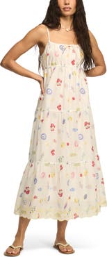 Lucky Brand Floral Print Tiered Maxi Dress
