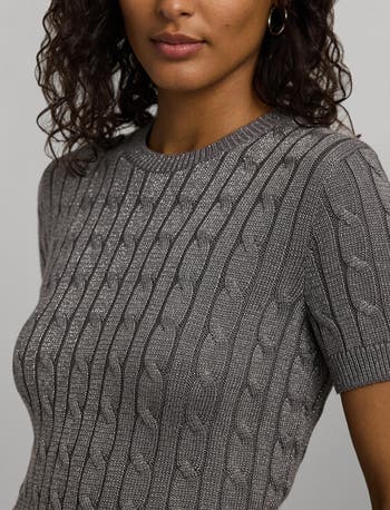 Lauren Ralph Lauren Metallic Cable Stitch Short Sleeve
