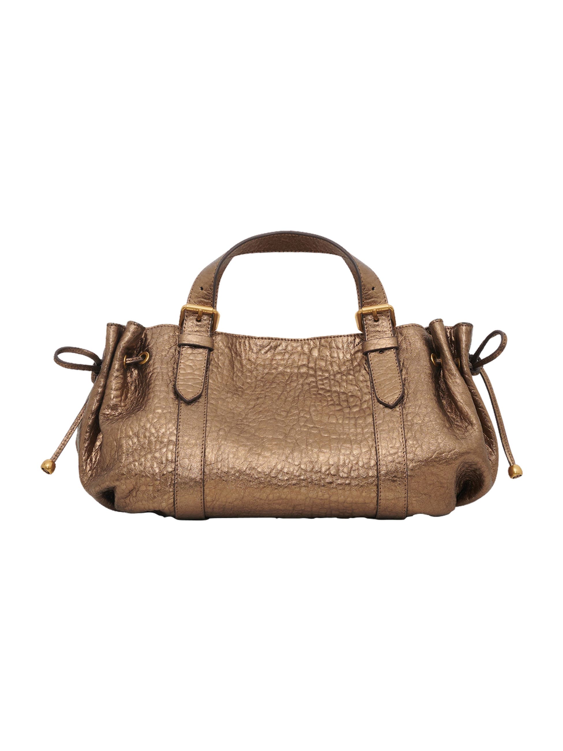 18H Leather Metallic Handbag, Alternate, color, Golden