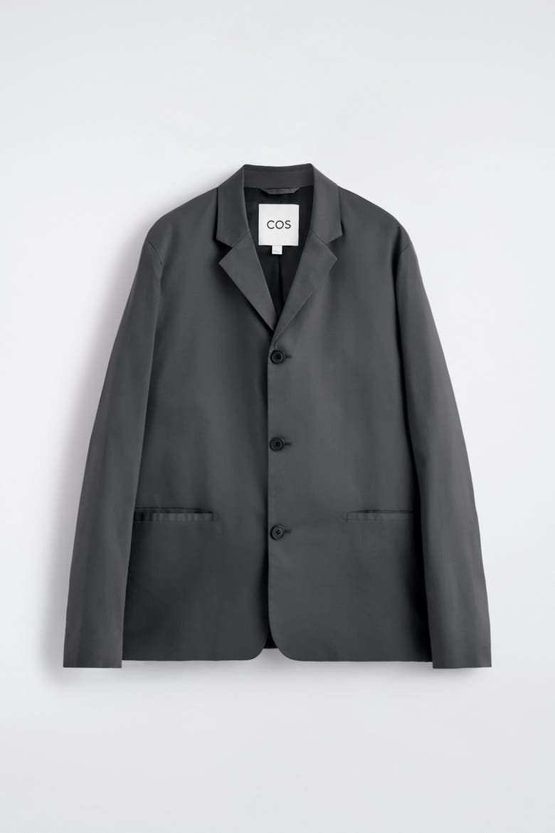 Unstructured Slim Cotton Blazer, Alternate, color, DARK GRAY