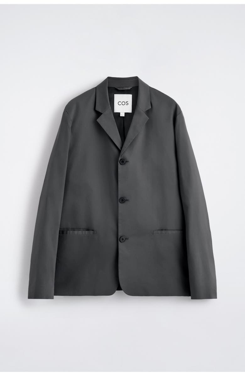 COS Unstructured Slim Cotton Blazer, Alternate, color, Dark Gray