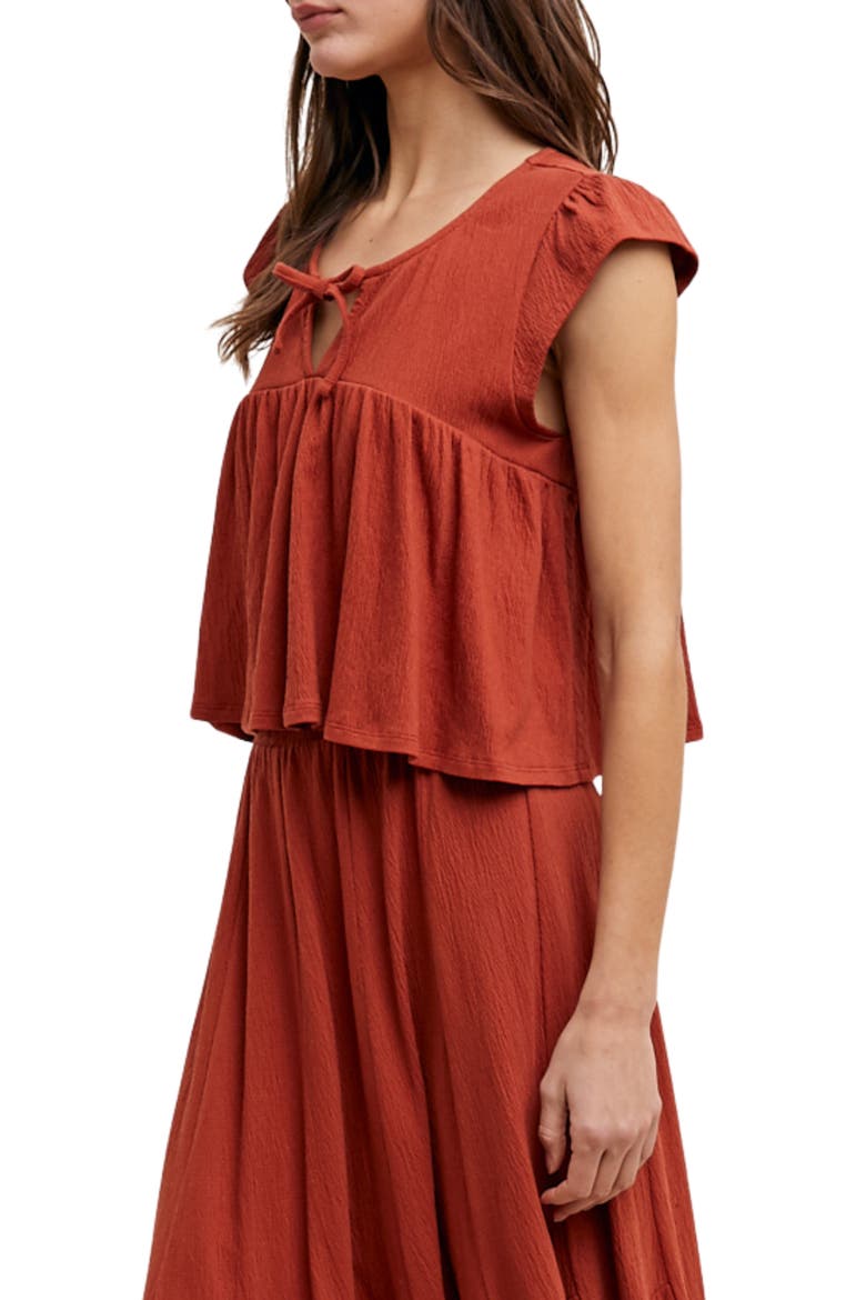 Cotton Blend Top and Skirt Set, Alternate, color, RUST