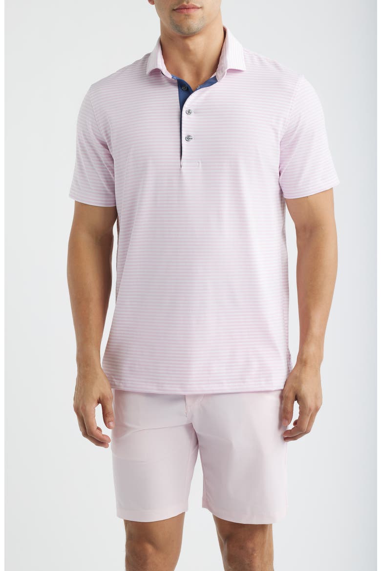 Quogue Stripe Performance Golf Polo, Main, color, SUNRISE/ ARCTIC