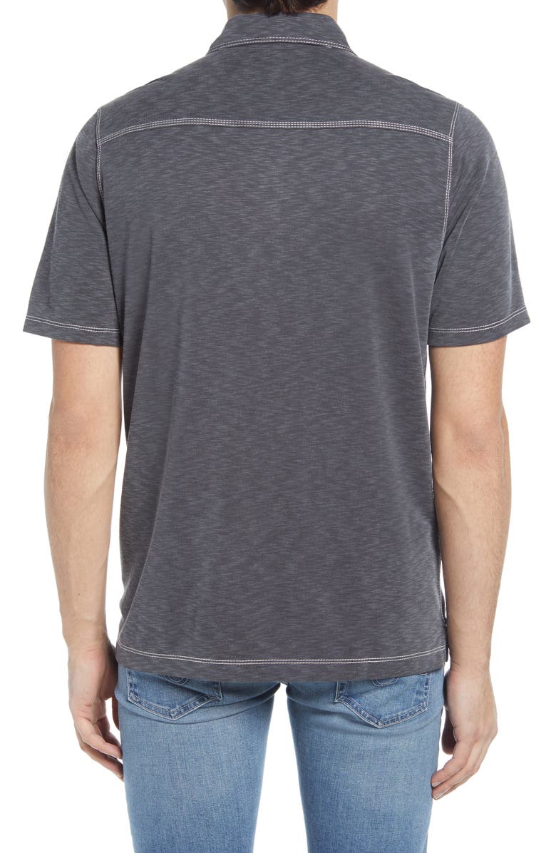 Johnston & Murphy Vintage Slub Jersey Polo, Alternate, color, Charcoal