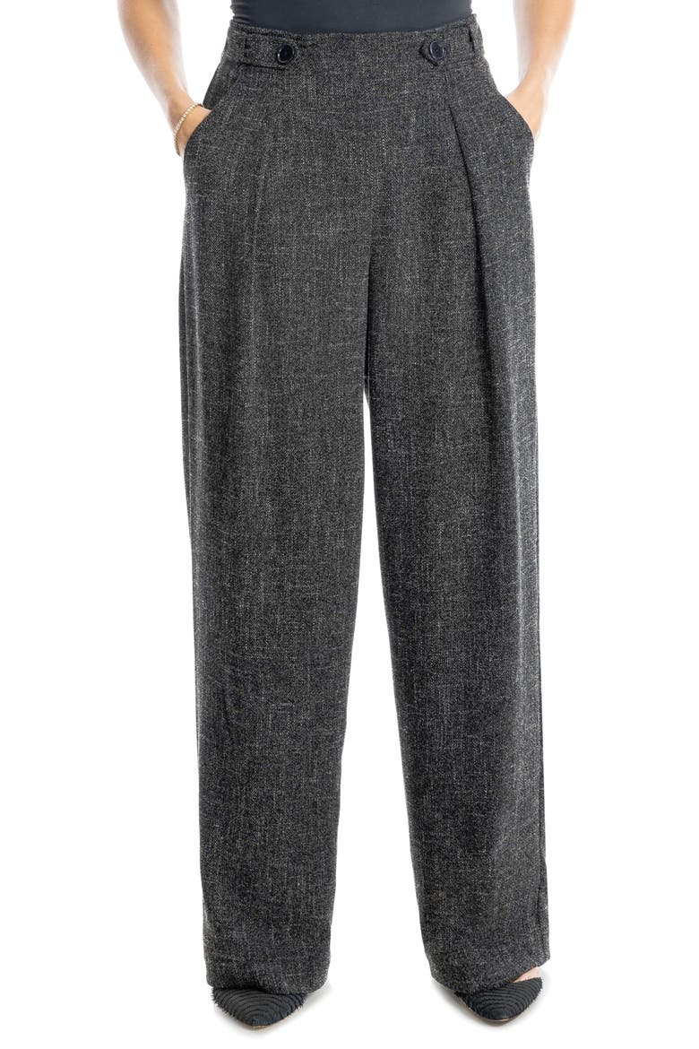 Soft Pleat Front Trousers, Alternate, color, BLACK MELANGE