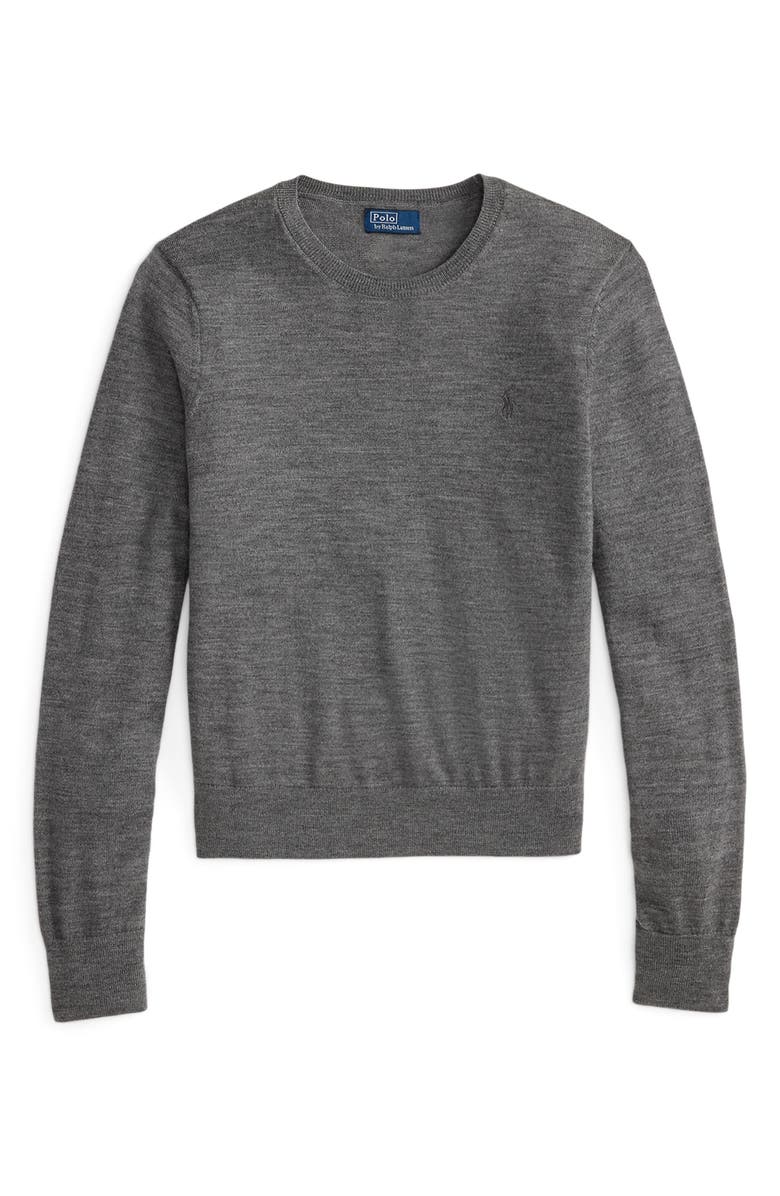Polo Ralph Lauren Merino Wool Sweater, Alternate, color, Flannel Heather Grey