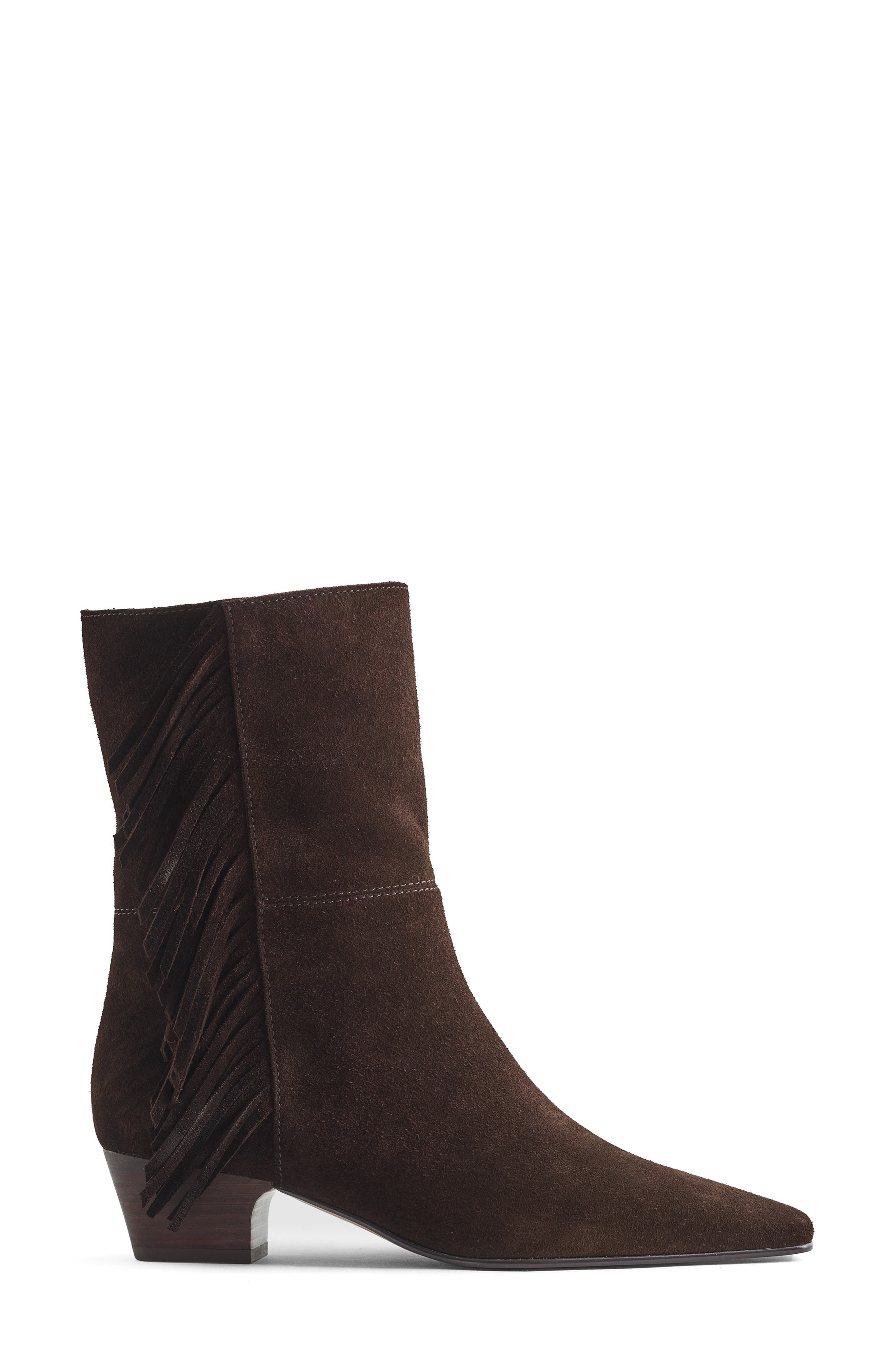 Madewell The Lexie Fringed Ankle Boot, Main, color, Dark Carob