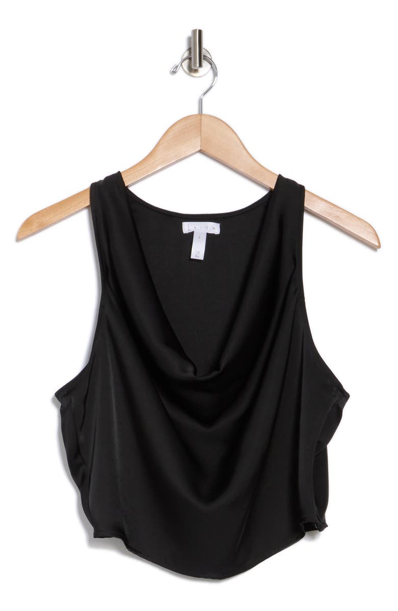 Leith Cowl Neck Satin Crop Tank, Alternate, color, Black