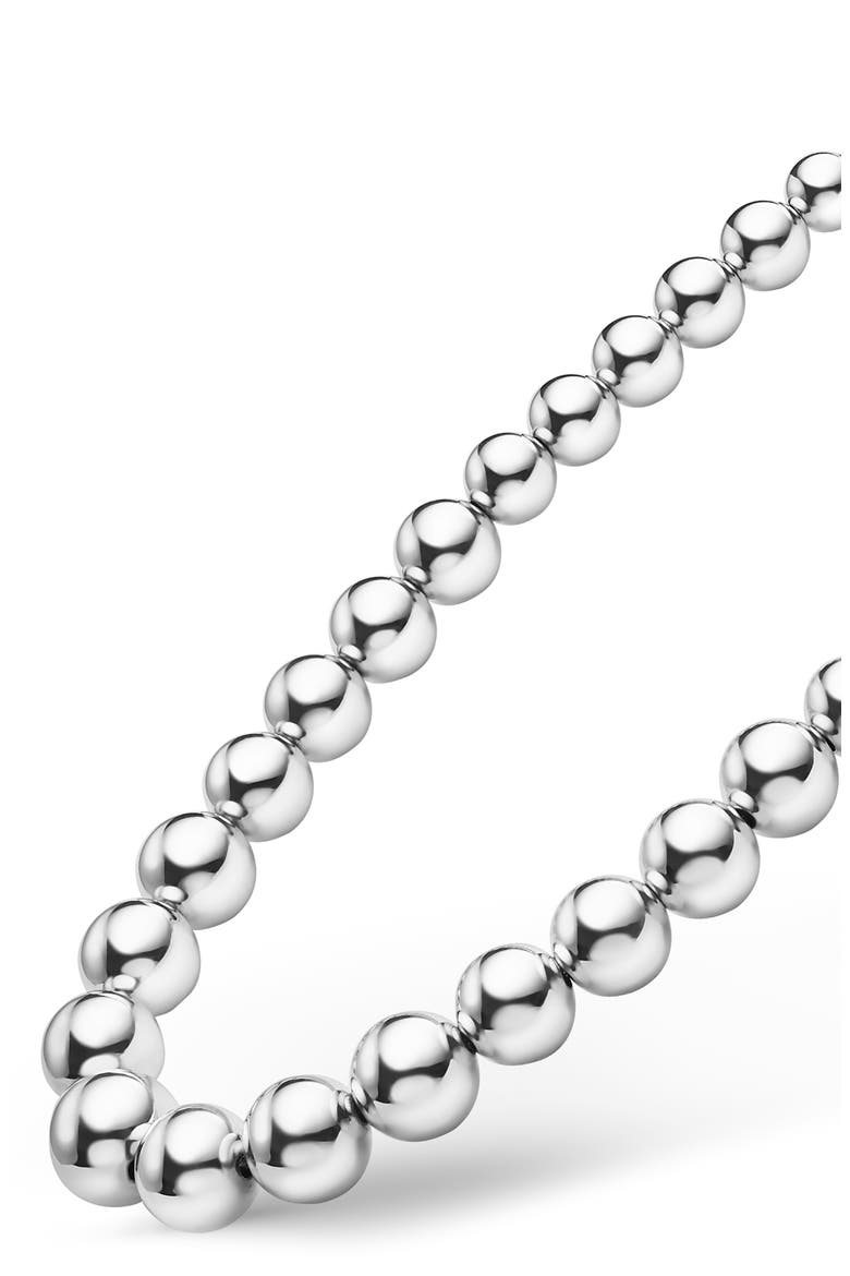 Caviar Bubbly Graduated Bead Necklace, Alternate, color, STERLING SILVER