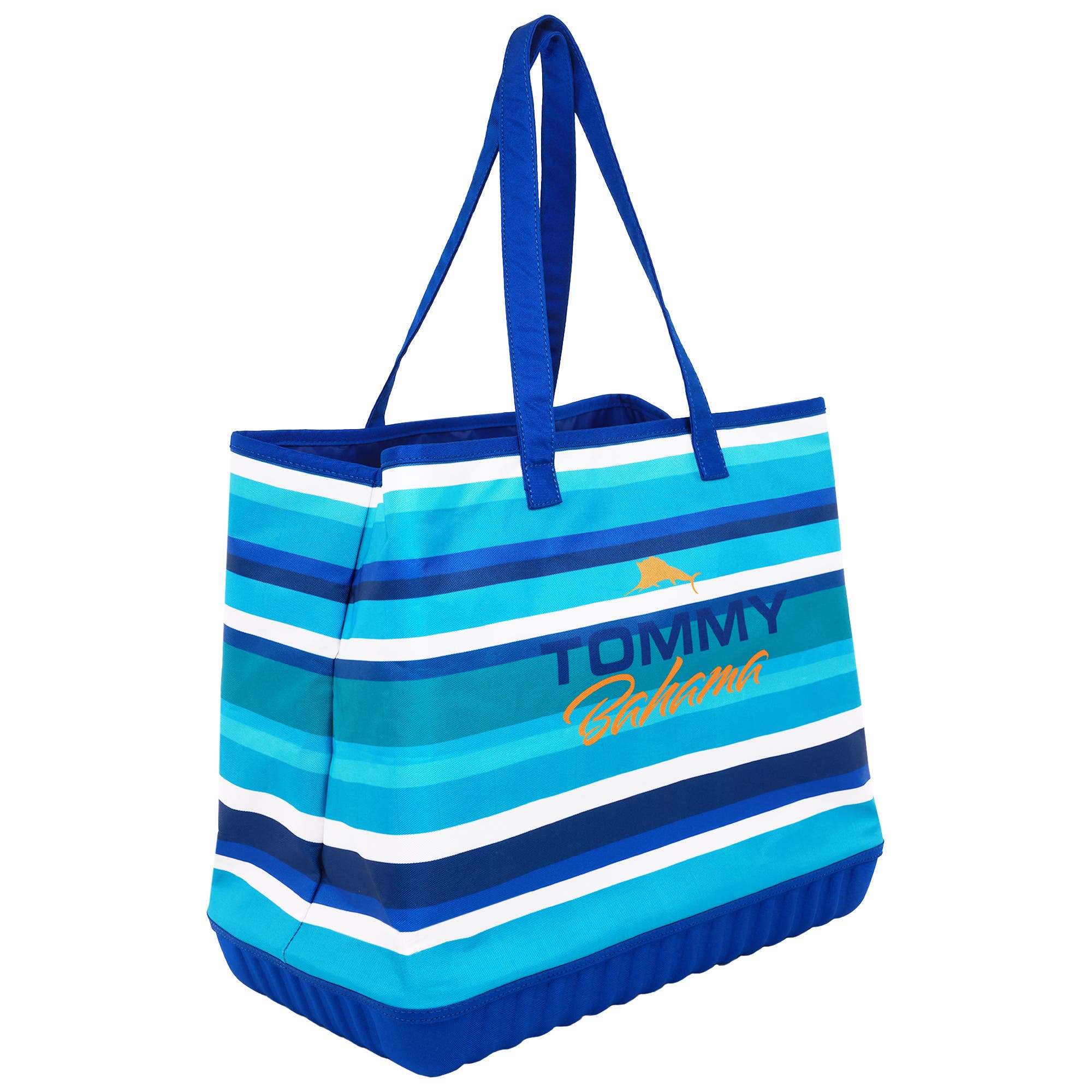 Tommy Bahama Water-Repellent Tote with Pouch Ocean Stripe Print, Alternate, color, Navy