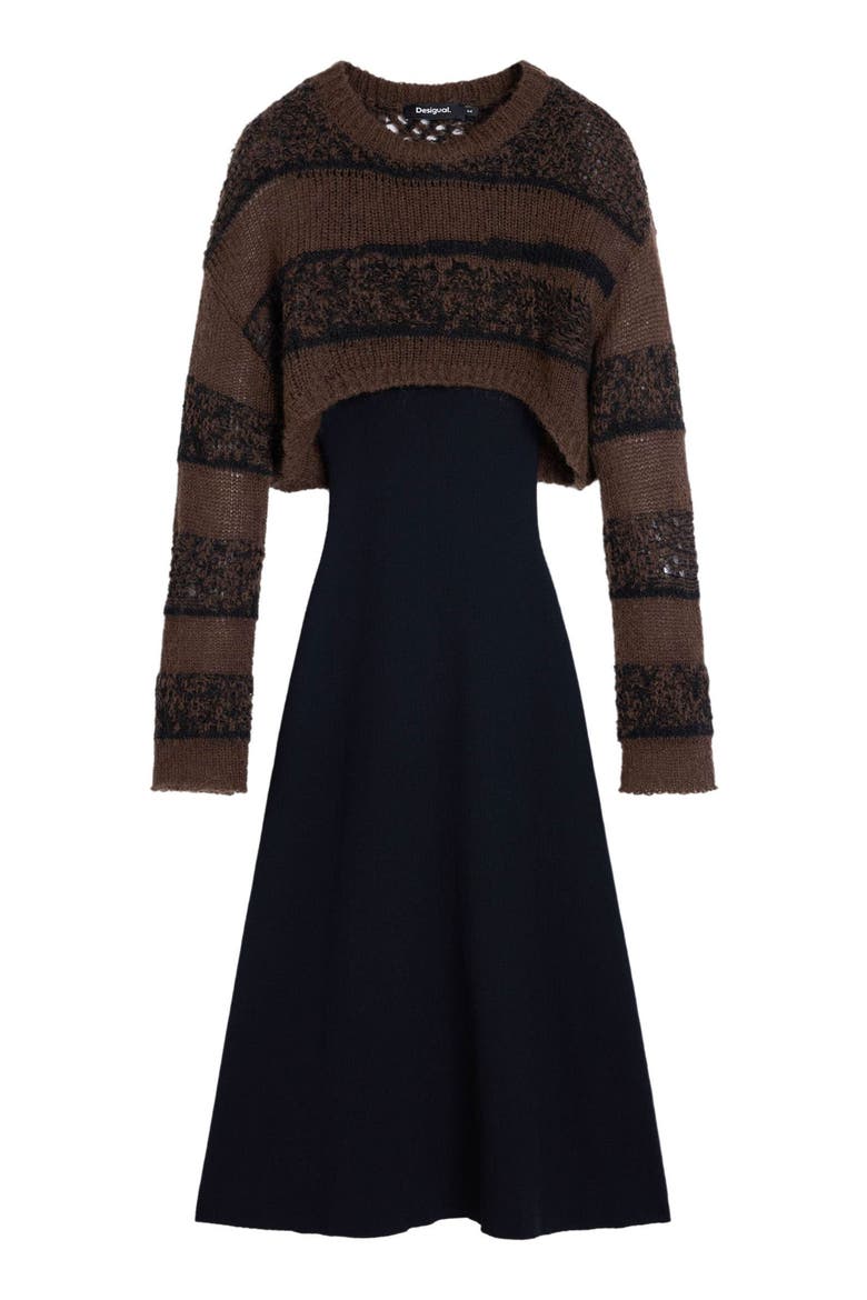Crop Sweater & Sleeveless Midi Dress, Alternate, color, BLACK