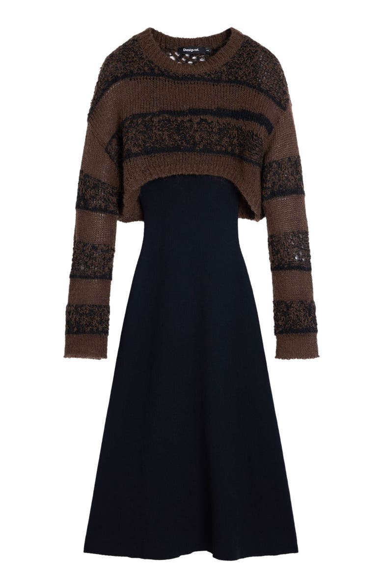 Desigual Crop Sweater & Sleeveless Midi Dress, Alternate, color, Black