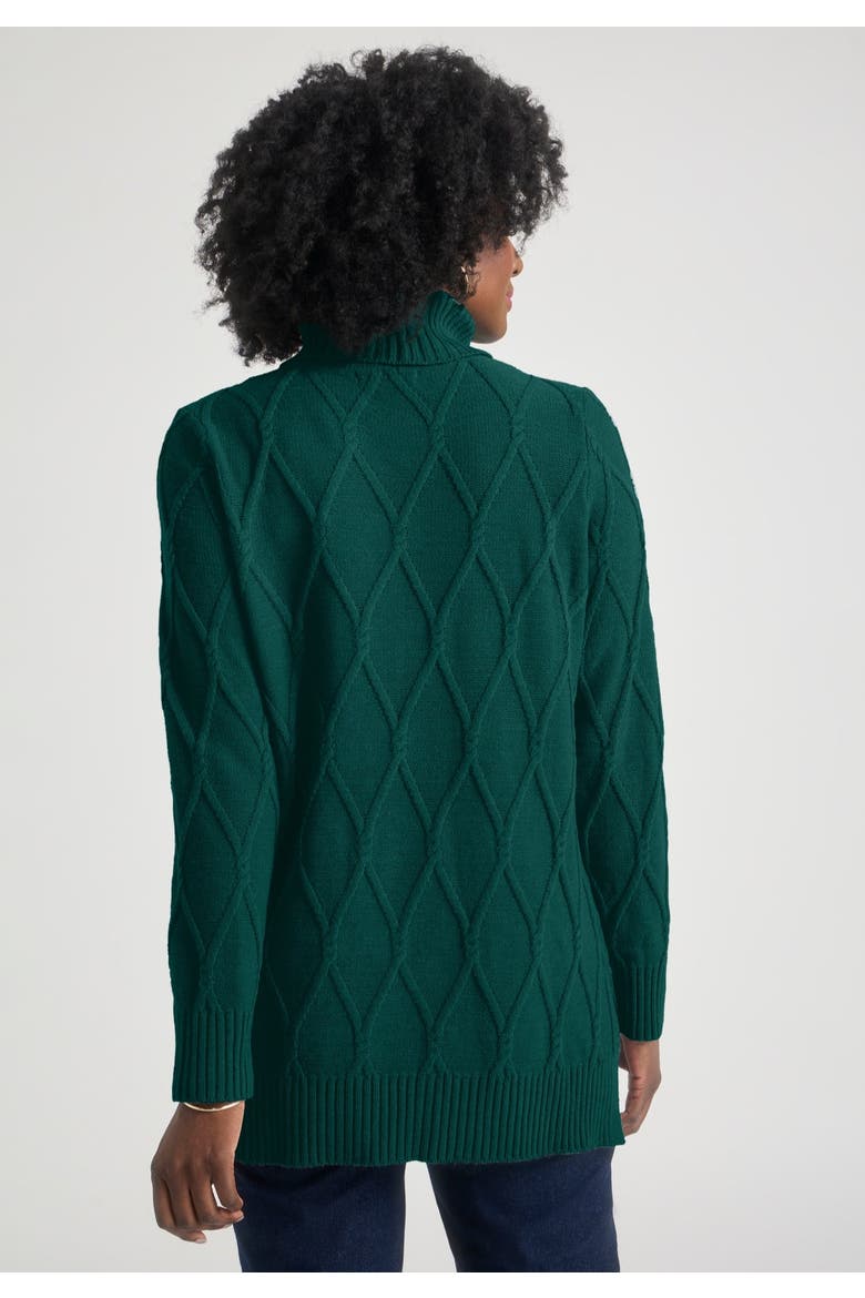 Cable Turtleneck Sweater, Alternate, color, EMERALD GREEN